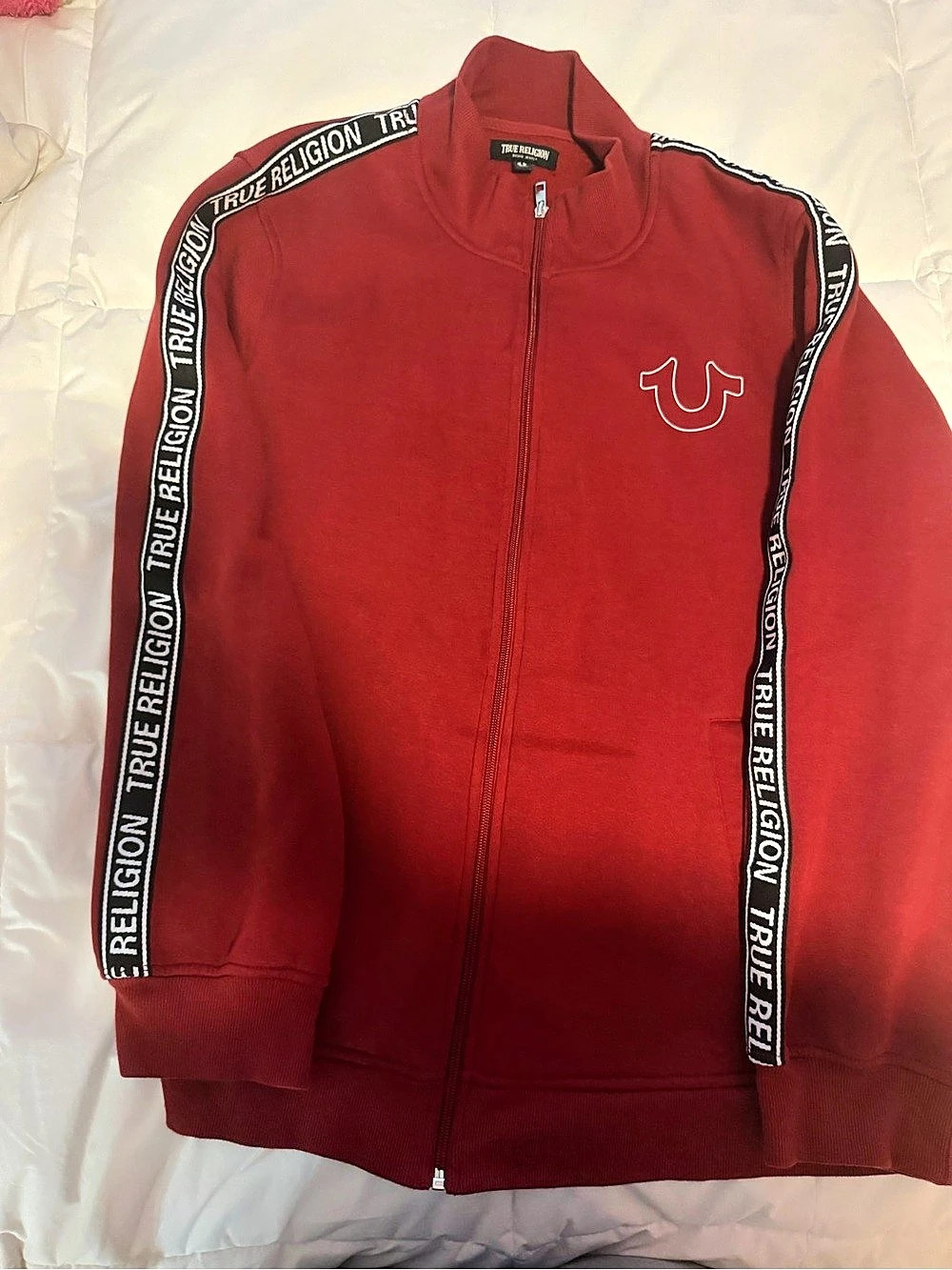 True Religion Logo Tape Trim Track Jacket Red Size XL